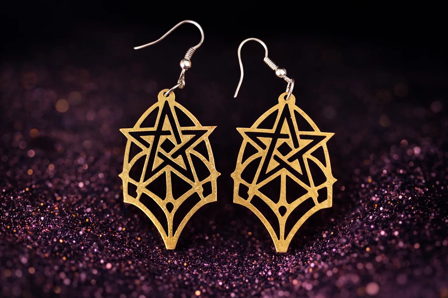 Orecchini stella legno