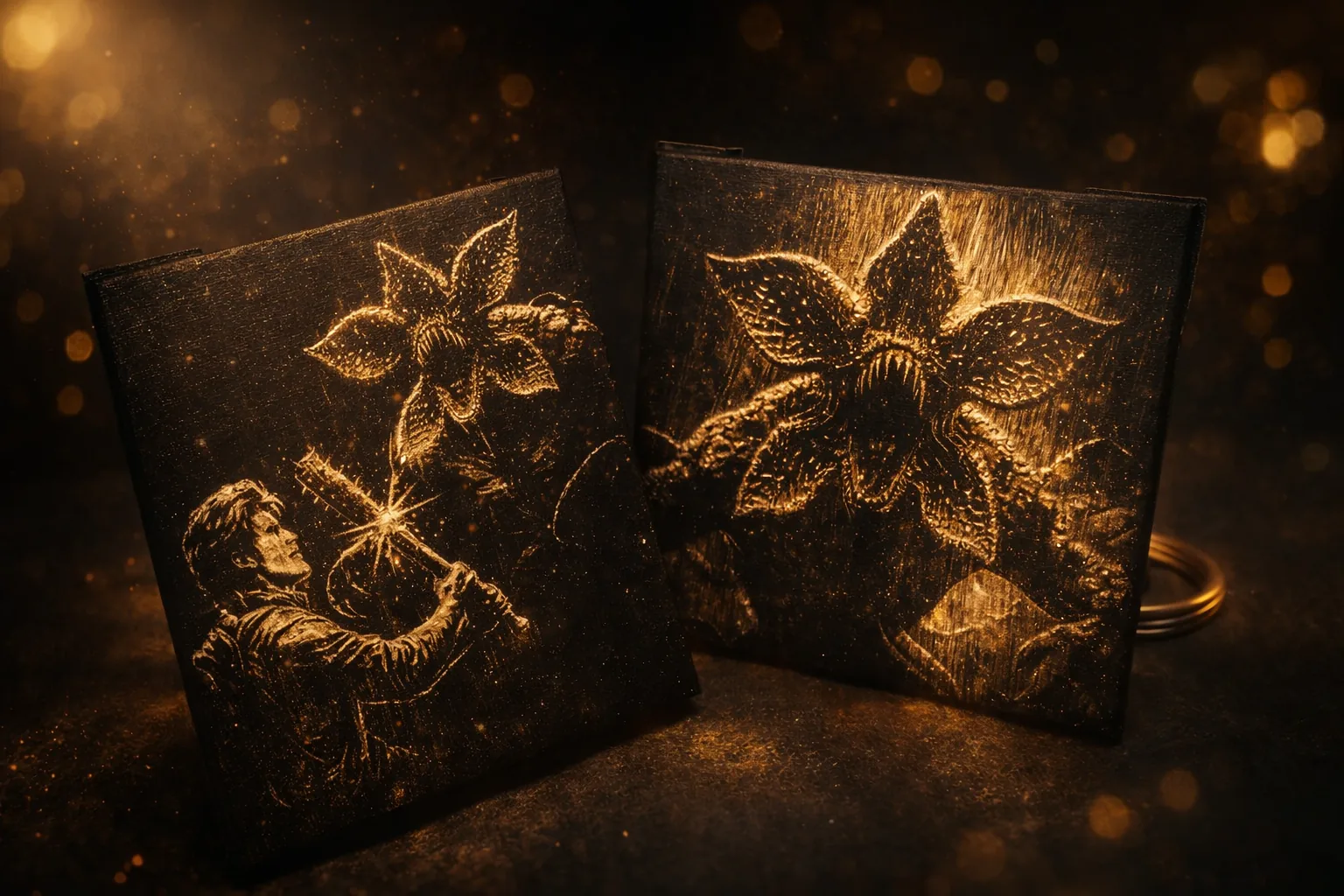 Quadretti incisione acrilico su tela stile Stranger Things